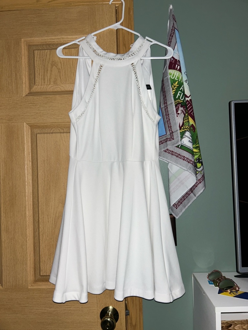 B Darlin White Halter Fit-and-Flare Mini Dress